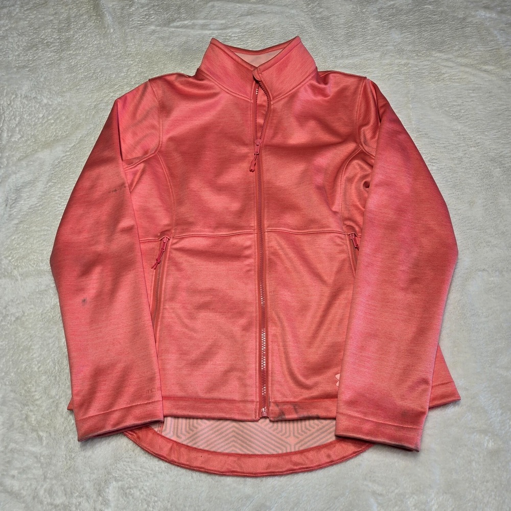 Under Armour Jacket Womens Small Full Zip Windbreaker Pink Infared Coldgear